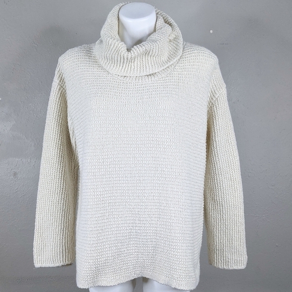 J. Jill Cream Cowl Neck Chunky Knit Textured Cozy Sweater - Picture 1 of 11